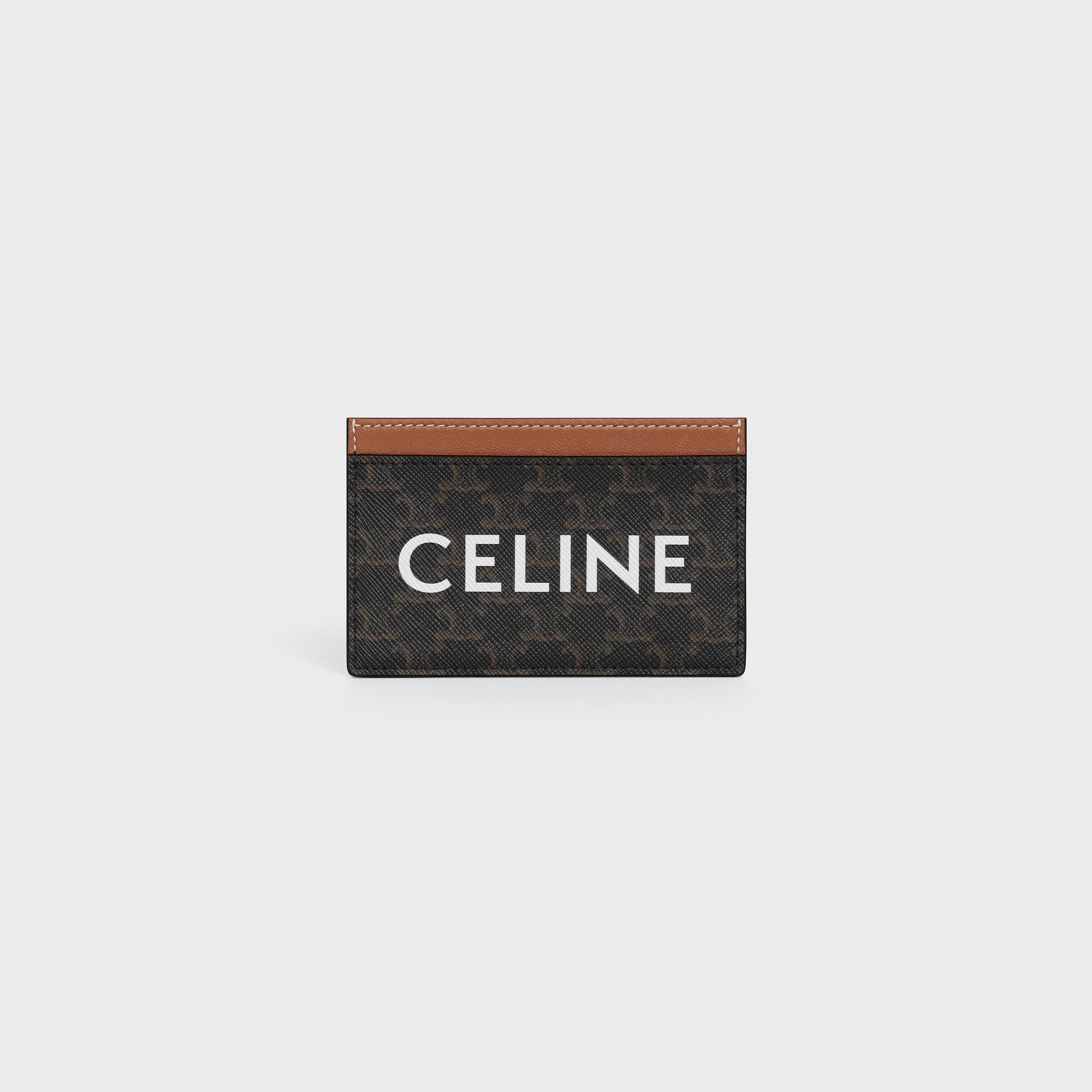 CARD HOLDER IN TRIOMPHE CANVAS WITH CELINE PRINT TAN - Image 1